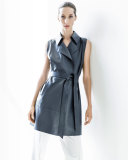 Diora Long Belted Leather Vest