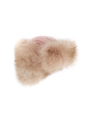 Cable-Knit Cashmere & Fox Fur Trapper Hat, Pink/Beige