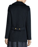 Double-Breasted Wool-Blend Military Pea Coat, New Navy