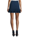Pleated Mini Flounce Skort, Navy