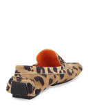 Roadster Leopard-Print Suede Driver, Leopard