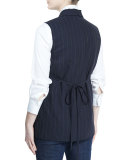 Double-Breasted Monili-Pinstripe Vest, Navy