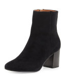 Jodi Suede Block-Heel Bootie, Black