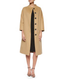 Princess-Seamed Rolled-Cuff Sheath Dress