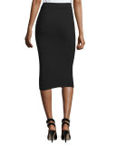 Ribbed Midi Skirt, Black