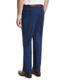 Gregory Flat-Front Wool-Blend Trousers, Blue