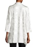 Silver Cloud Drape-Knit Cardigan, White/Silver