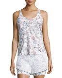 Inca Double-Layer Drawstring Shorts, White Peru Print