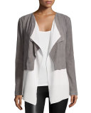 Suede & Crepe Combo Jacket 