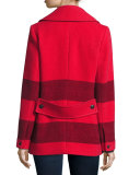 Skye Striped Wool-Blend Peacoat, Fiery Red