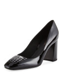 Intrecciato-Toe Patent 80mm Pump, Black