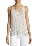 Sasha Sleeveless Crochet Top, Nougat