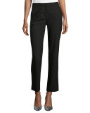 Stretch-Wool Cigarette Pants, Black