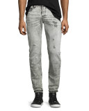 Rocco Distressed Slim-Fit Jeans, Worn Raven