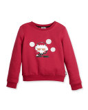 DJ Choupette Pullover Sweatshirt, Cranberry, Size 2-5