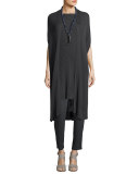 Silk Georgette Crepe Slouchy Ankle Pants, Graphite