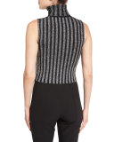 Cielo Turtleneck Metallic-Striped Top, Black/Silver