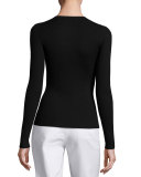 Long-Sleeve Cashmere Sweater, Black