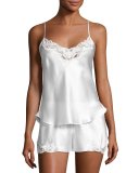 Bijou Short Silk Pajama Set, Pearl