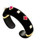 Weekend Black Jade Cuff Bracelet with Moonstone & Red Chalcedony Studs