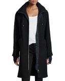 Flavia Long Zip-Front Wool Coat, Navy