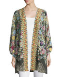 Embellished Belted Cardigan, Black/Multi
