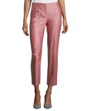 Geometric Jacquard Ankle Pants, Red/Multi
