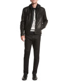 Archer Coated Leather Jacket, Black