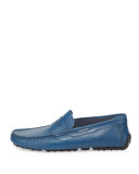 Perforated Leather Driver, Teal