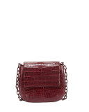 Round Flap-Top Crocodile Crossbody Bag, Wine