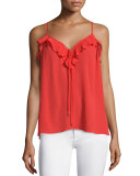 Nete Ruffle-Trim Sleeveless Top, Cherry