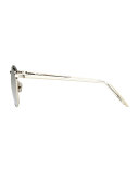 Mirrored Square Sunglasses, White Gold