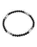 Men's Batu Dayak Silver Bead Bracelet in Onyx