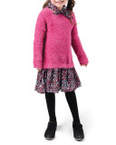 Scarlet Long-Sleeve Eyelash Sweater Combo Dress, Wonderland, Size 2-6
