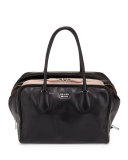 Large Soft Calf Inside Bag, Black/Pale Pink (Nero+Mughetto)