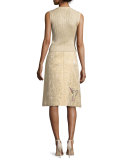 Cable-Knit Sweater Vest w/ Hummingbird Embroidery, Oro