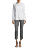 Windowpane Slim-Fit Cropped Pants, Gray
