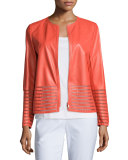 Aisha Leather Jacket with Illusion Trim