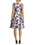 Floral V-Neck Sleeveless Dress, Light Pink