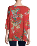Malakye Dolman-Sleeve Floral-Print Top, Red 