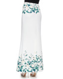 Long Floral-Printed Fluted Skirt 