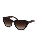 Graziana Cat-Eye Acetate Sunglasses, Black/Tortoise