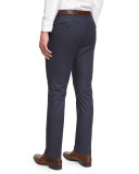 Modern-Fit Flat-Front Trousers, Bright Steel Blue