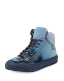 Argyle Men's Lacquered Suede Dégradé High-Top Sneaker, Blue