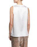 Silk-Blend V-Neck Shell