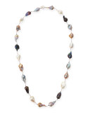 Multicolor Baroque Pearl Long Necklace, 35"L