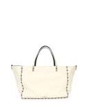 Rockstud Rolling Medium Guitar-Strap Tote Bag, Ivory