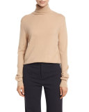Cropped Cashmere Turtleneck Sweater, Camel