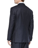 Striped Two-Piece Suit, Blue/Brown