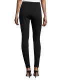 Melinda Double-Knit Skinny Pants, Black 